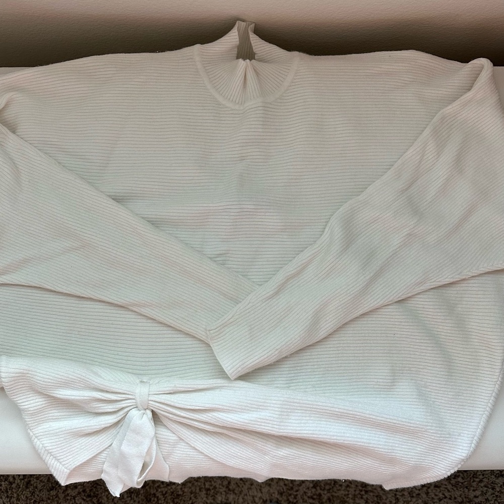Gianni Bini Ribbed Sweater with Tie Detail